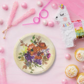 秋のフローラ紫色の青焦げたオレンジ色の水色 ペーパープレート (パーティー)