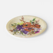 秋のフローラ紫色の青焦げたオレンジ色の水色 ペーパープレート (アングル)