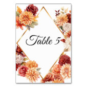 秋のフローラ結婚のテーブル番号カード テーブルナンバー (正面)