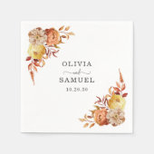 秋のフローラ結婚のパーティーパーソナライズされたナプキン スタンダードカクテルナプキン (正面)