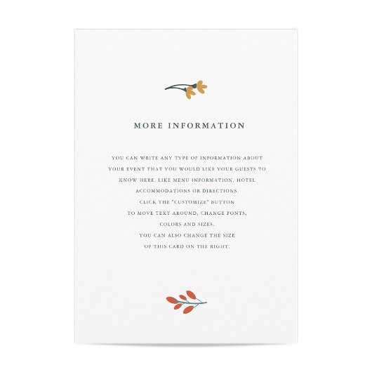 秋のフローラ結婚の挿入 エンクロージャーカード