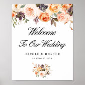秋のフローラ結婚の歓迎サイン ポスター (正面)