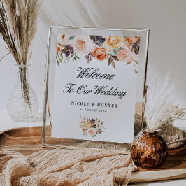 秋のフローラ結婚の歓迎サイン ポスター