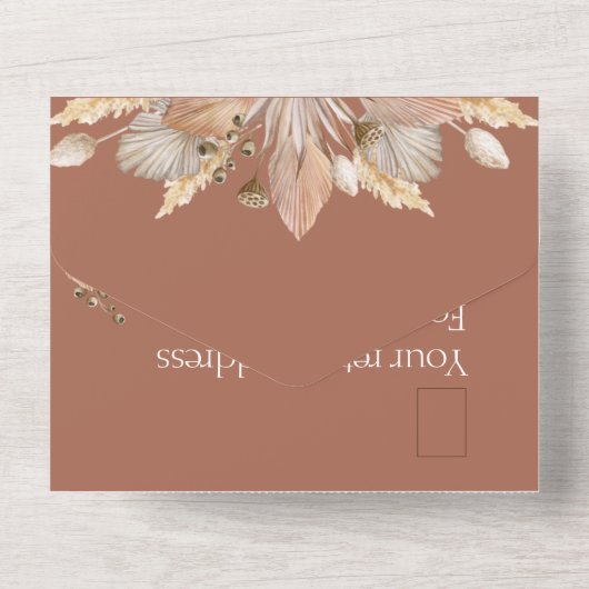 秋のフローラ結婚のRSVPとの一つの招待状 オールインワン招待状 (裏面)