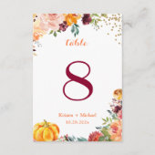 秋のフローラ結婚カボチャのテーブル番号 出欠カード (正面)