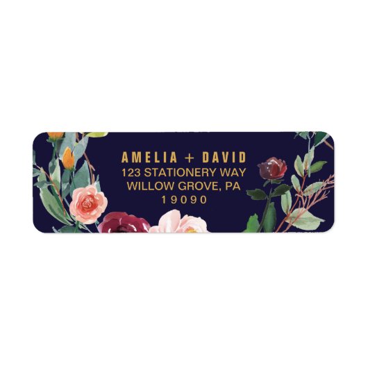 秋のフローラ結婚差出人住所ラベル ラベル (正面)