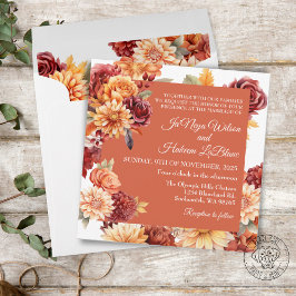 秋のフローラ結婚式招待状スクエア 招待状