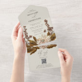 秋のフローラ自然トーンウォーターカラー秋の結婚式 オールインワン招待状 (貼ってはがせる)