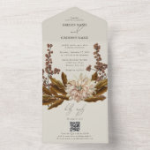 秋のフローラ自然トーンウォーターカラー秋の結婚式 オールインワン招待状 (内側)