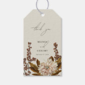 秋のフローラ自然トーンウォーターカラー秋の結婚式 ギフトタグ (正面)