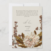 秋のフローラ自然トーンウォーターカラー秋の結婚式 サンキューカード (裏面)