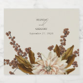 秋のフローラ自然トーンウォーターカラー秋の結婚式 スパークリングワインラベル (シングルラベル)