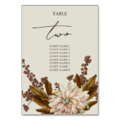 秋のフローラ自然トーンウォーターカラー秋の結婚式 テーブルナンバー (正面)