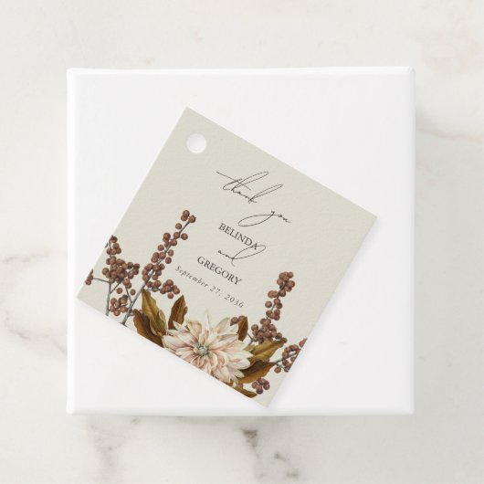 秋のフローラ自然トーンウォーターカラー秋の結婚式 フェイバータグ (インサイチュ)