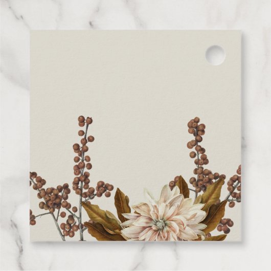 秋のフローラ自然トーンウォーターカラー秋の結婚式 フェイバータグ (裏面)