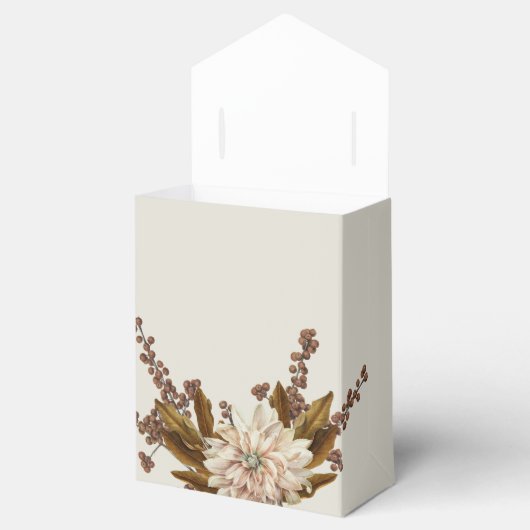 秋のフローラ自然トーンウォーターカラー秋の結婚式 フェイバーボックス (オープン)