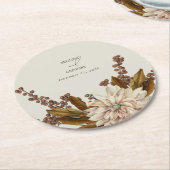 秋のフローラ自然トーンウォーターカラー秋の結婚式 ラウンドペーパーコースター (アングル)
