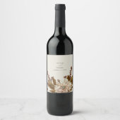 秋のフローラ自然トーンウォーターカラー秋の結婚式 ワインラベル (正面)