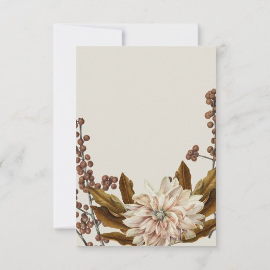 秋のフローラ自然トーンウォーターカラー秋の結婚式 出欠カード (裏面)