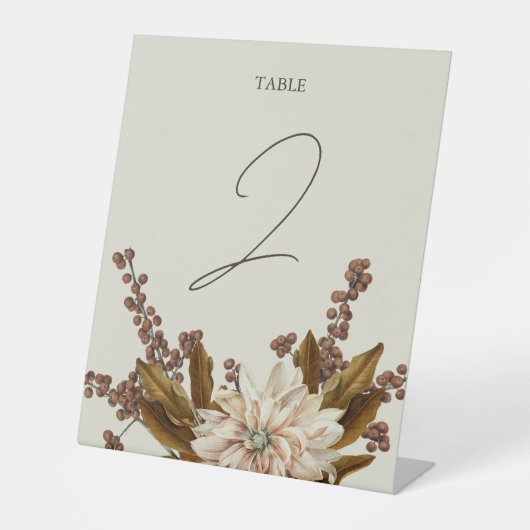 秋のフローラ自然トーンウォーターカラー秋の結婚式 台座サイン (正面)