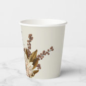 秋のフローラ自然トーンウォーターカラー秋の結婚式 紙コップ (裏面)