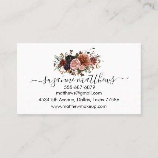 秋のフローラ花バラ水彩 名刺 (裏面)
