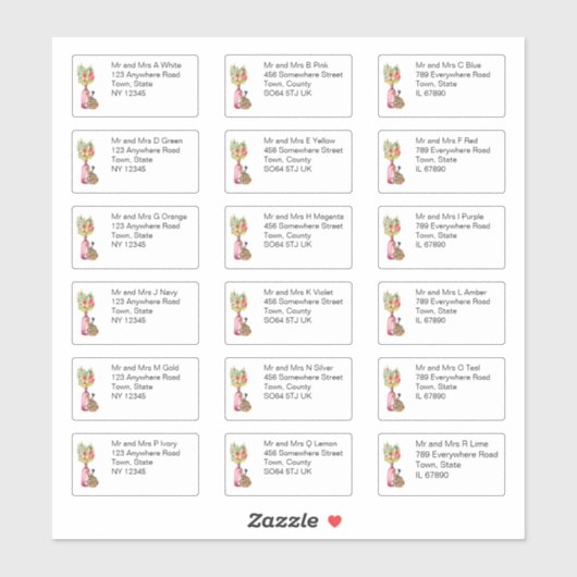 秋のフローラ花器個人名と住所 シール (シート)