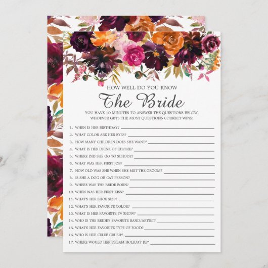 秋のフローラ花嫁の試合をどれほどよく知っているか 招待状 (正面/裏面)