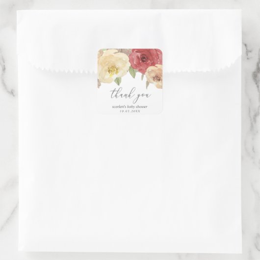 秋のフローラ赤ちゃんシャワーお願い スクエアシール (バッグ)