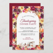 秋のフローラ金ゴールドアーチサンクスギビング招待状 招待状 (正面/裏面)