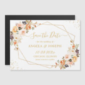 秋のフローラ金ゴールド幾何学的な日付磁石の保存 (正面/裏面)