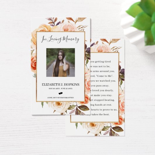 秋のフローラ金箔フレームフォト祈りの言葉カード (デスク)