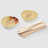 秋のフローラ高齢者金ゴールド結婚式 プログラム ハンドファン (組立なし)