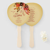 秋のフローラ高齢者金ゴールド結婚式 プログラム ハンドファン (正面&裏面)