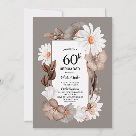 秋のフローラ60th誕生日パーティー 招待状 (正面)