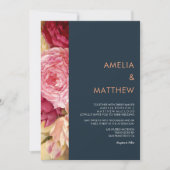 秋のフローラ |ネイビー結婚式招待状 招待状 (正面)