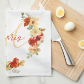 秋のフローラ パーソナライズされた キッチンタオル (四つ折り)
