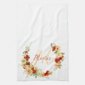 秋のフローラ パーソナライズされた キッチンタオル (縦)