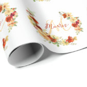 秋のフローラ パーソナライズされた ラッピングペーパー (ロールコーナー)