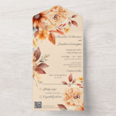 秋のフローラQRコード付きTan オールインワン招待状 (内側)