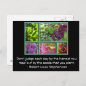 秋のブドウ収穫コラージュ(名言付き) ポストカード (正面/裏面)