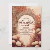 秋のブドウ園アーチ感謝祭ディナー 招待状 (正面)