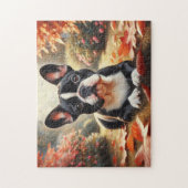 秋のブフランスのルドッグ ジグソーパズル (縦)