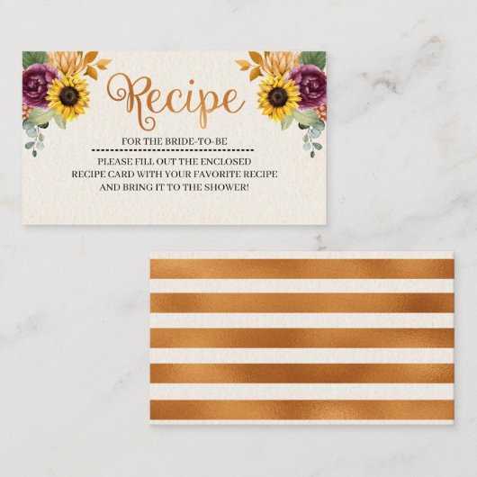 秋のブライダルシャワーのレシピのエンクロージャカード エンクロージャーカード (正面/裏面)