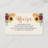 秋のブライダルシャワーのレシピのエンクロージャカード エンクロージャーカード (正面)