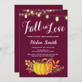 秋のブライダルシャワーの招待状バーガンディ 招待状 (正面/裏面)