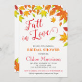 秋のブライダルシャワーの招待状、秋は恋に落ちます 招待状 (正面/裏面)