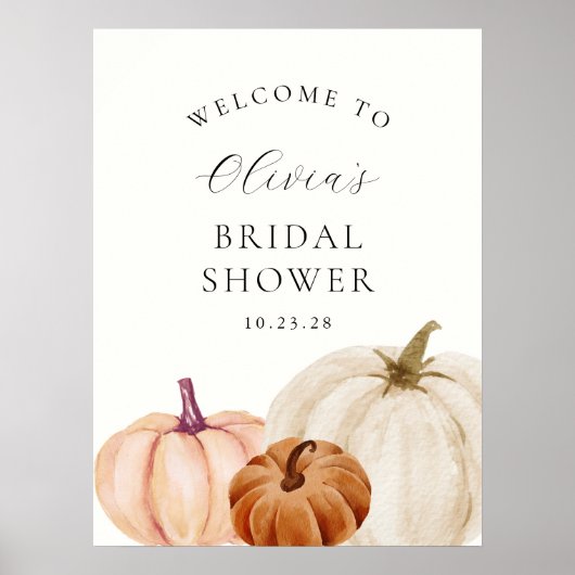 秋のブライダルシャワーウェルカムサイン ポスター (正面)