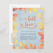 秋のブライダルシャワー秋ラヴシンプルウォーターカラー インビテーションポストカード (正面/裏面)