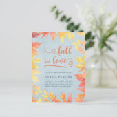 秋のブライダルシャワー秋ラヴシンプルウォーターカラー インビテーションポストカード (スタンド正面)